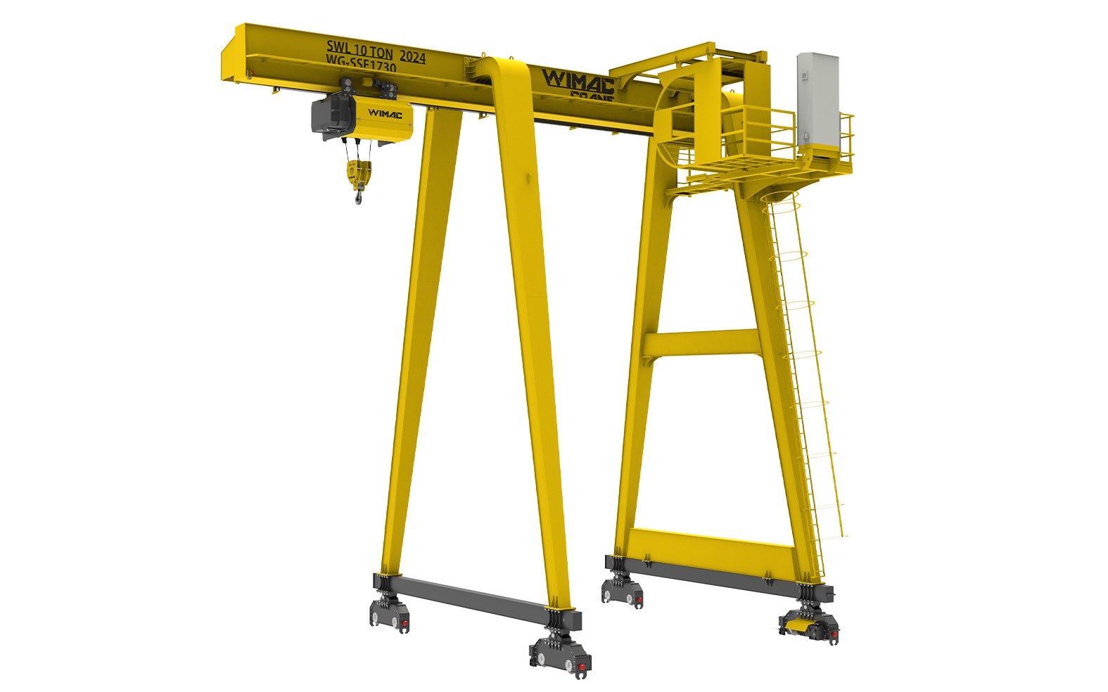 Single girder gantry crane &mdash; component map